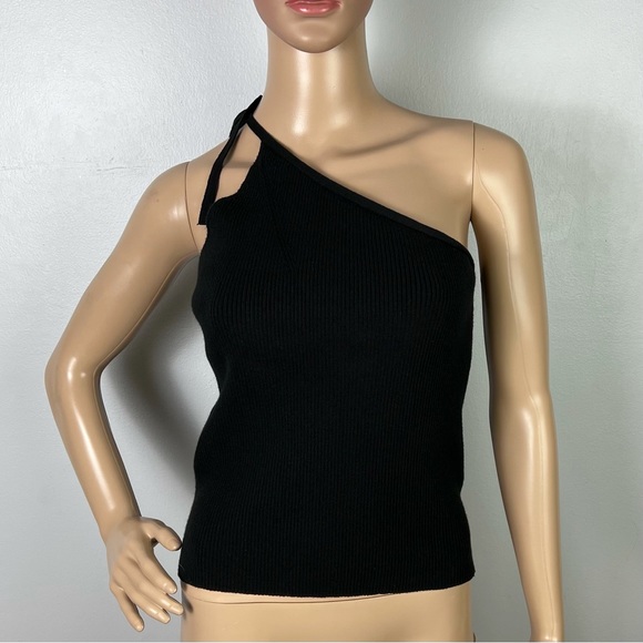 NEW BA&SH BLACK ONE-SHOULDER TANK TOP - Picture 2 of 9